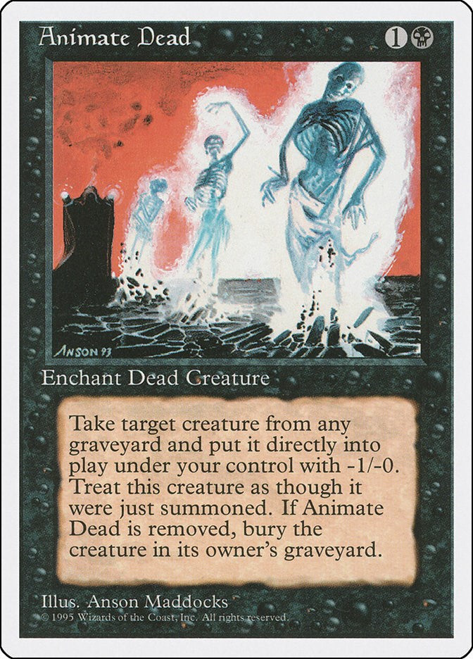 Animate Dead 2 Fourth Edition Uncommon Magic: The Gathering Normal Lightly Played English Trading Card