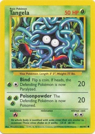 Tangela 066/102 Base Set Common Pokemon Normal Moderately Played English Trading Card