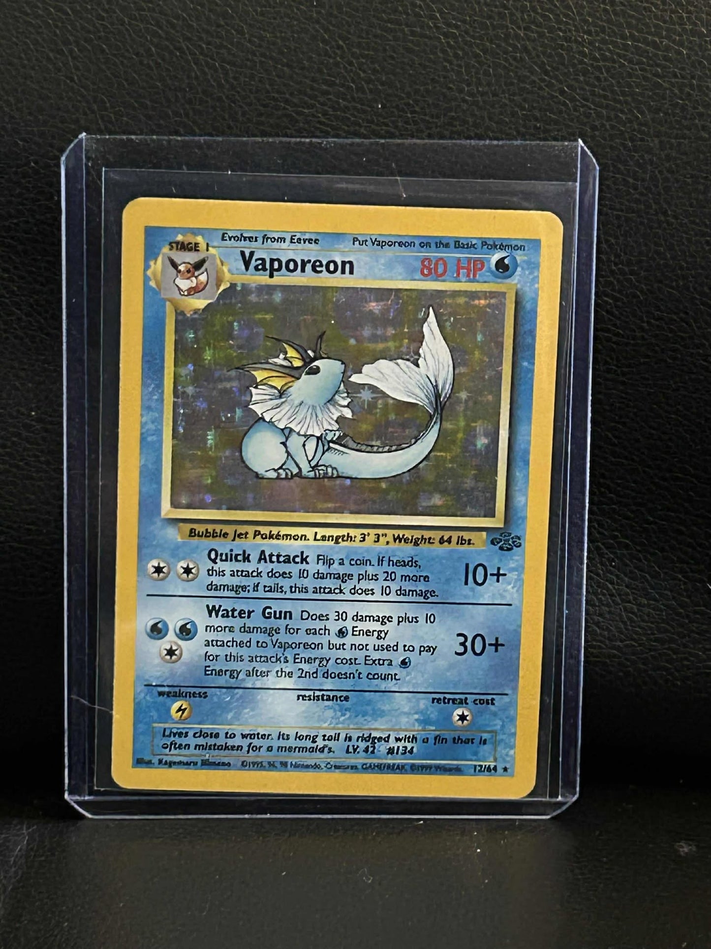 Vaporeon - 12/64 - Holo Rare - Unlimited Edition Jungle Pokemon Lightly Played,