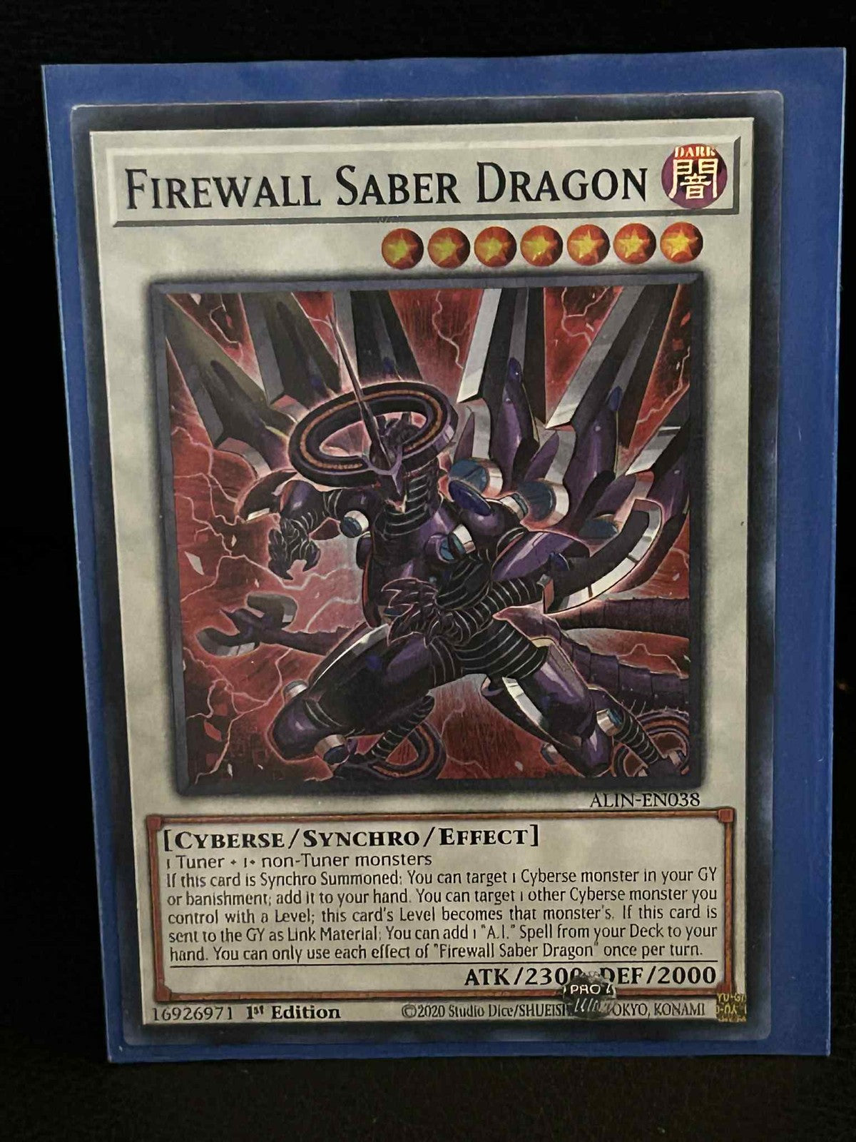 Firewall Saber Dragon - ALIN-EN038 - Super Rare - 1st Edition Alliance Insight 1