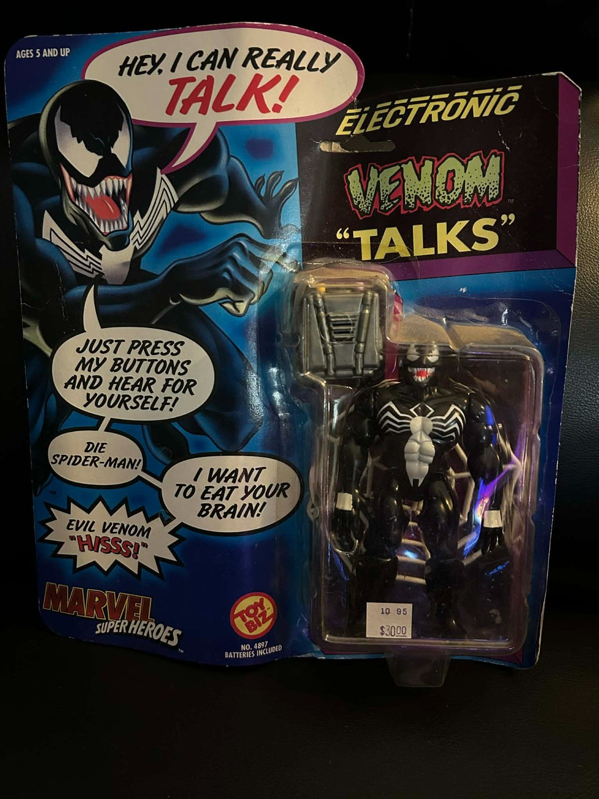 1991 Marvel Super Heroes Toy Biz Venom Talks Actionfigur auf Karte