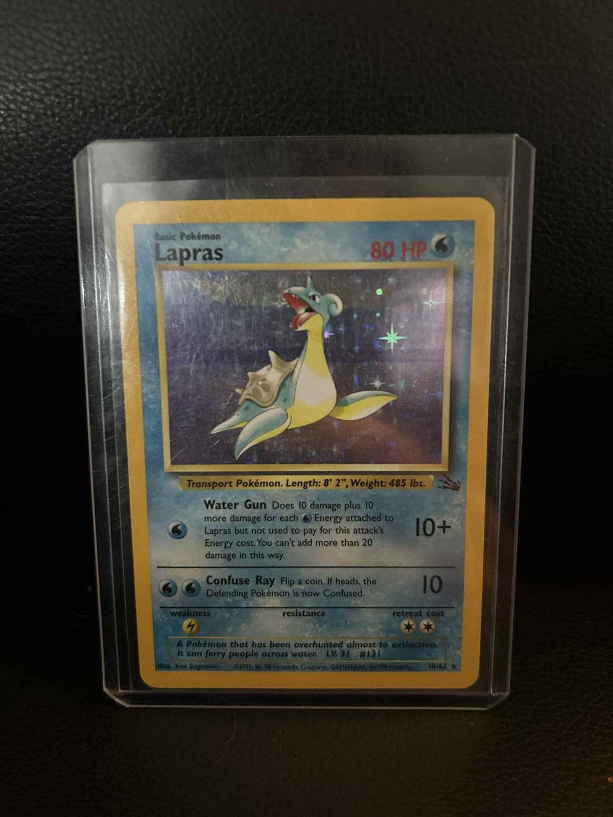 Lapras - 10/62 - Holo Rare - Unlimited Edition Fossil Pokemon Damaged, English