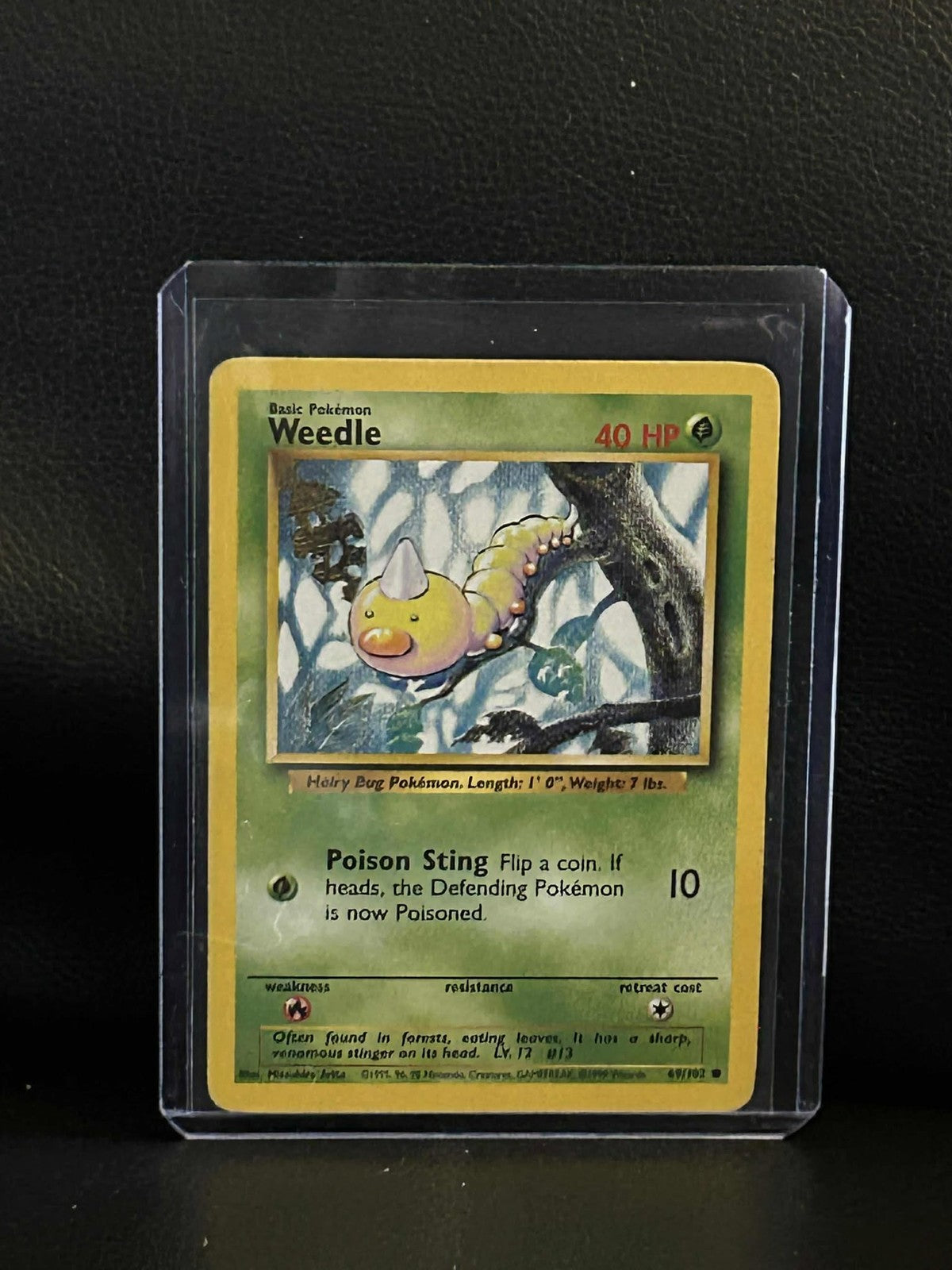 Weedle - 69/102 - Common - Unlimited Edition Base Set Pokemon Moderately Played,