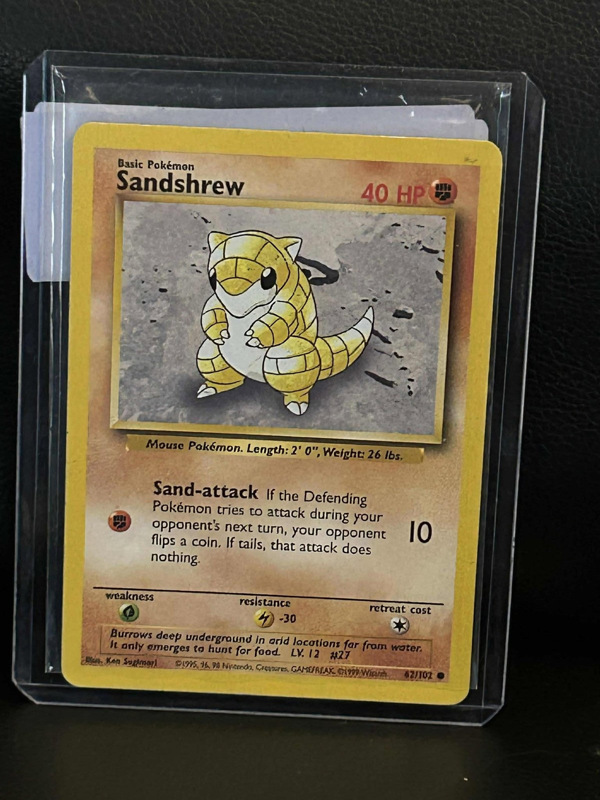 Sandshrew - 62/102 - Common - Unlimited Edition Base Set Pokemon Moderately Play