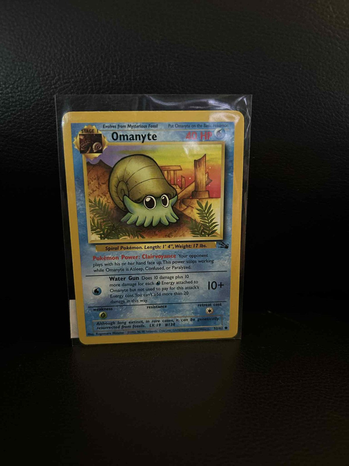 Omanyte - 52/62 - Common - Unlimited Edition Fossil Pokemon Moderately Played, E