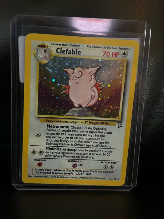 Clefable - 5/130 - Holo Rare - Unlimited Edition Base Set 2 Pokemon Moderately P
