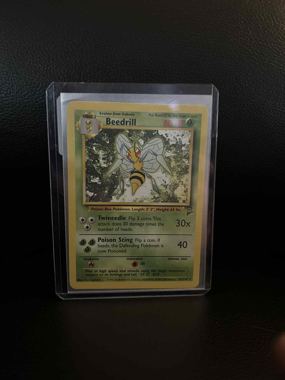 Beedrill - 21/130 - Rare - Unlimited Edition Base Set 2 Pokemon Moderately Playe