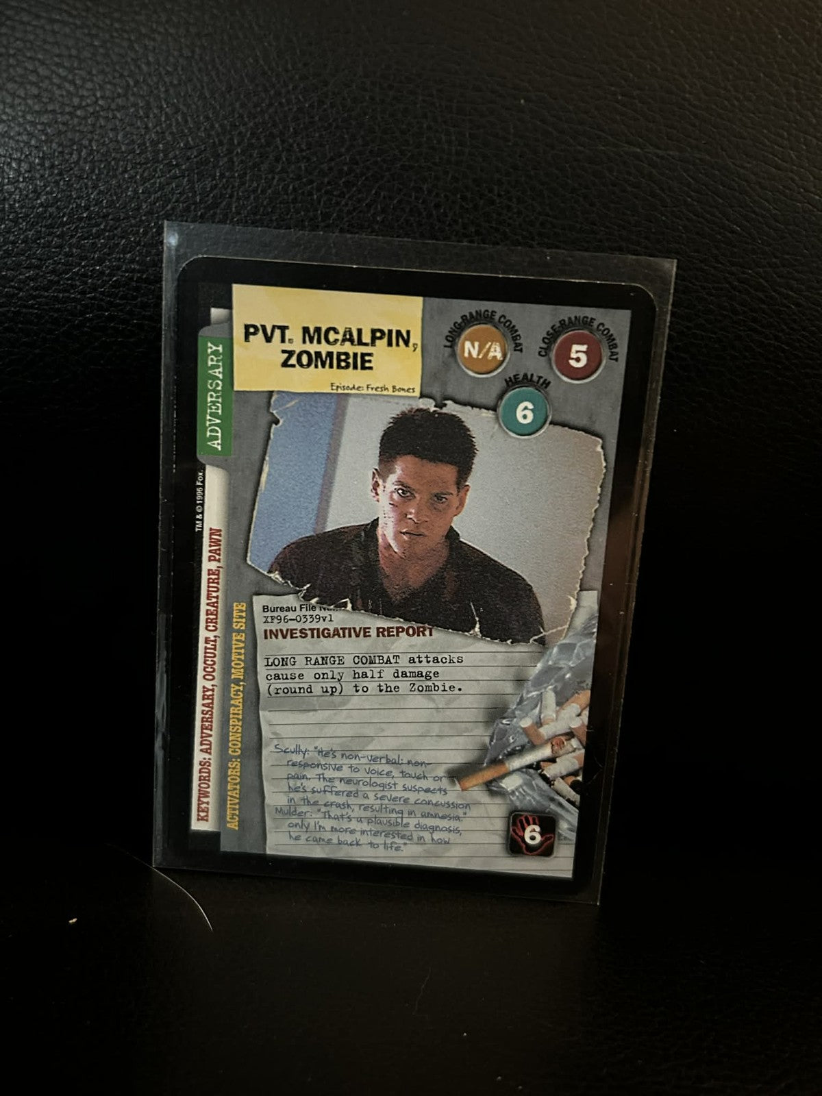 Pvt. Mcalpin, Zombie Premier Edition X-Files Light Play