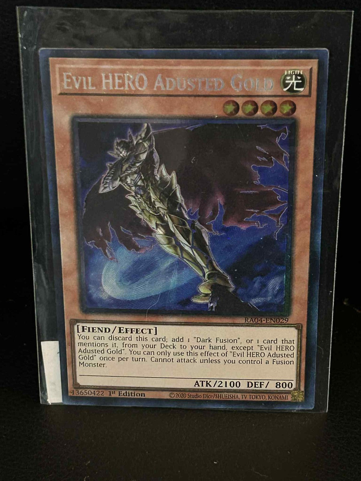 Evil HERO Adusted Gold - RA04-EN029 - Collector's Rare - 1st Edition Quarter Cen