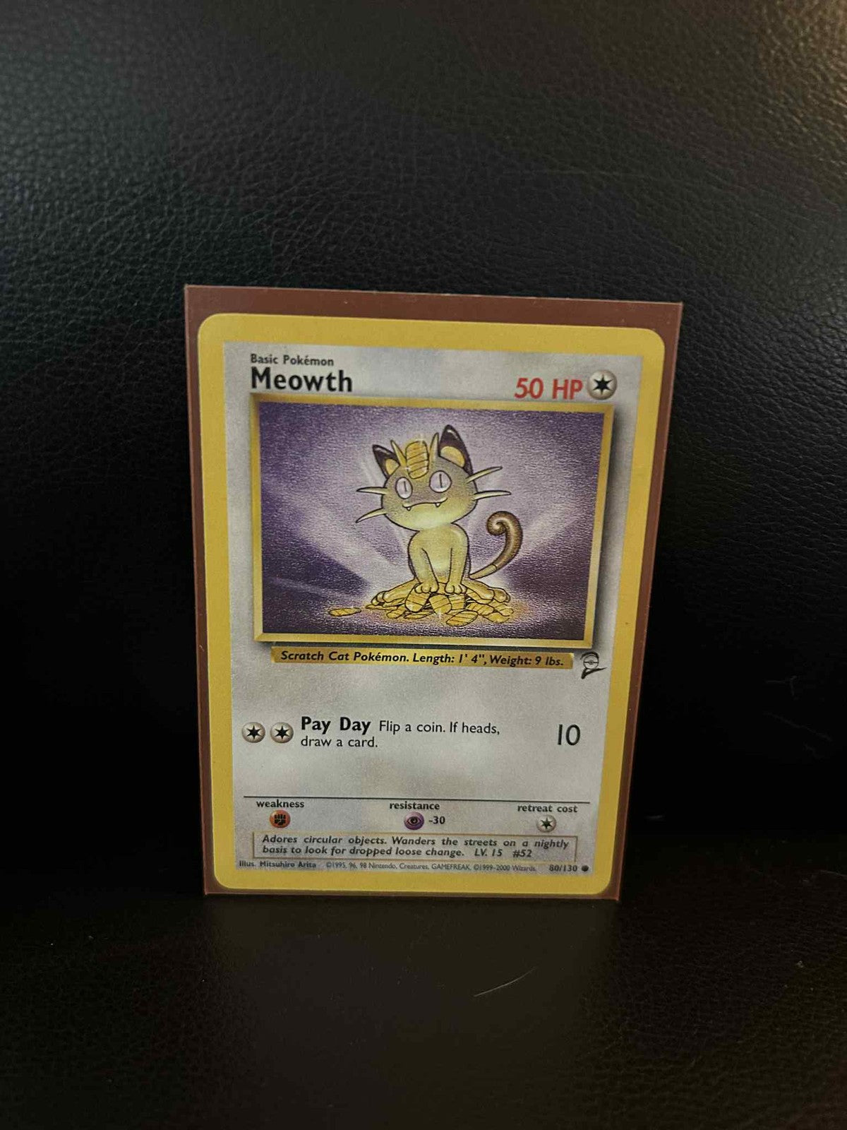 Meowth - 80/130 - Common - Unlimited Edition Base Set 2 Pokemon Moderately Playe