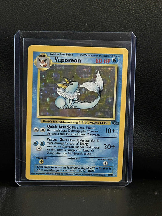 Vaporeon - 12/64 - Holo Rare - Unlimited Edition Jungle Pokemon Damaged, English