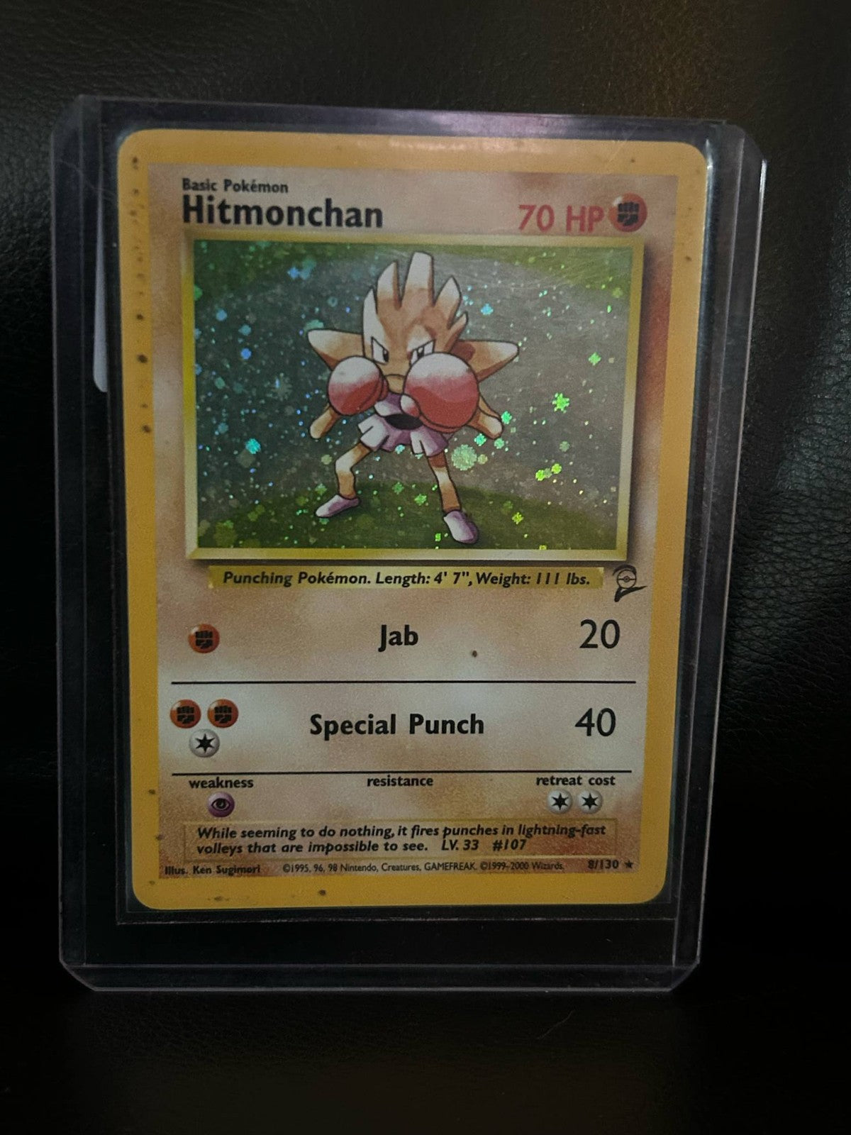 Hitmonchan - 8/130 - Holo Rare - Unlimited Edition Base Set 2 Pokemon Lightly Pl