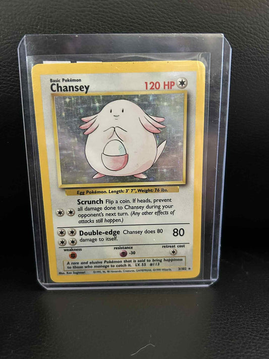 Chansey - 3/102 - Holo Rare - Unlimited Edition Base Set Pokemon Moderately Play