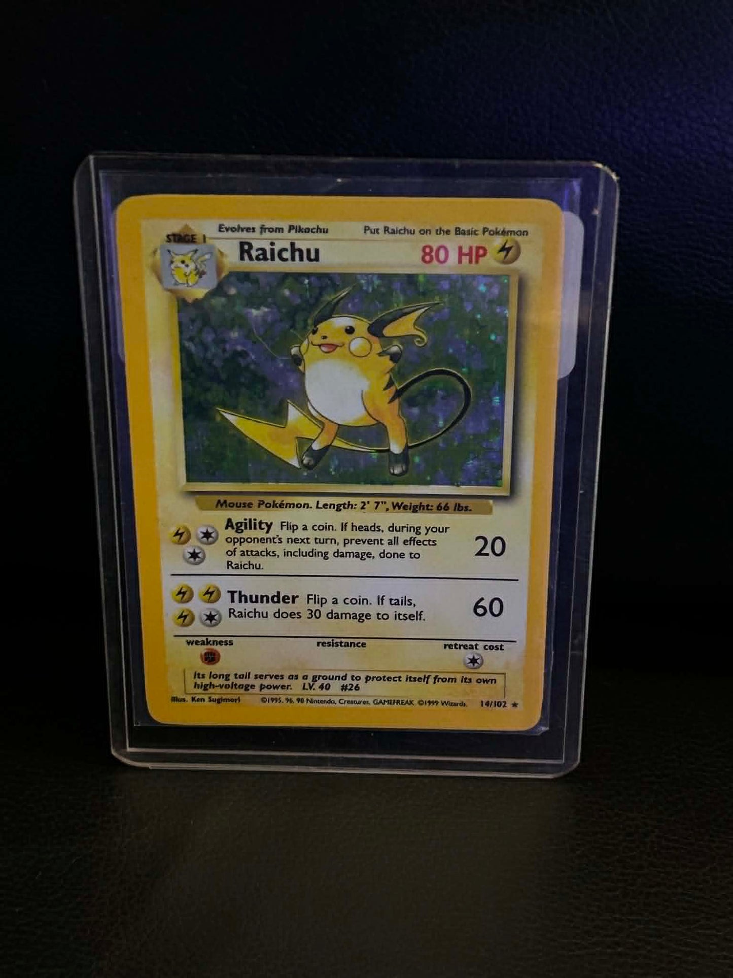 Raichu 014/102 Base Set Holo Rare Pokemon Holofoil Lightly Played English Trading Card