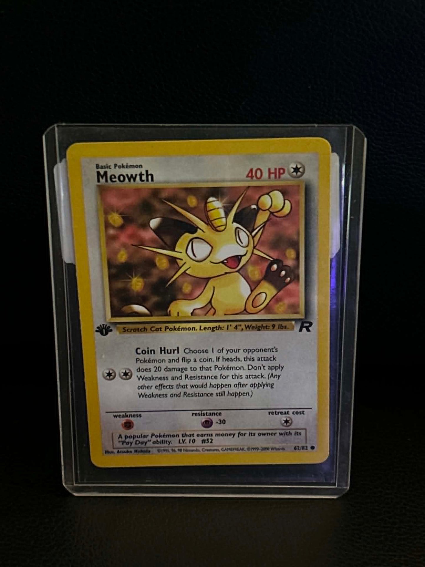 Meowth 62/82 Team Rocket Common Pokemon 1st Edition Lightly Played English Trading Card
