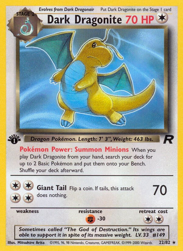 Dark Dragonite (22) 22/82 Team Rocket Rare Pokemon 1st Edition Lightly Played English Trading Card