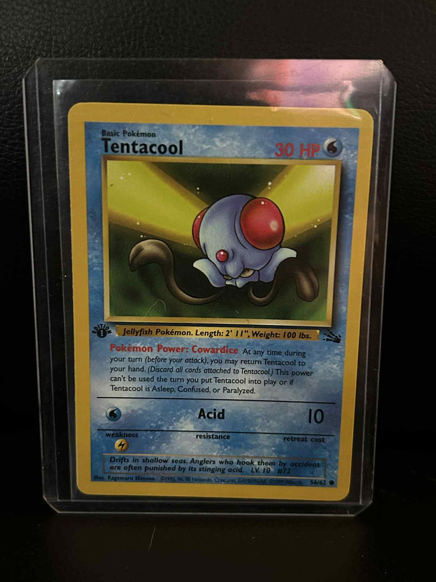Tentacool - 56/62 - Common - 1st Edition Fossil Pokemon Moderately Played, Engli