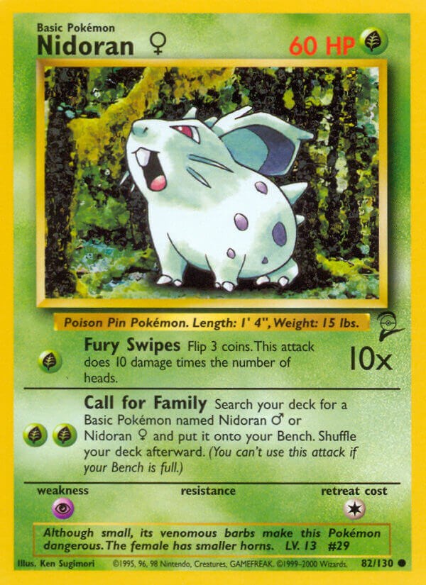 Nidoran F 082/130 Base Set 2 Common Pokemon Normal Moderately Played English Trading Card