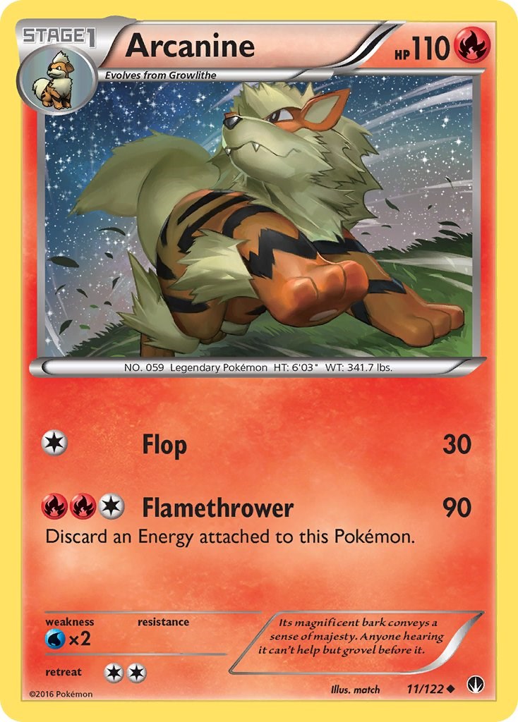 Arcanine 11/122 XY - BREAKpoint Uncommon Pokemon Normal Lightly Played English Trading Card