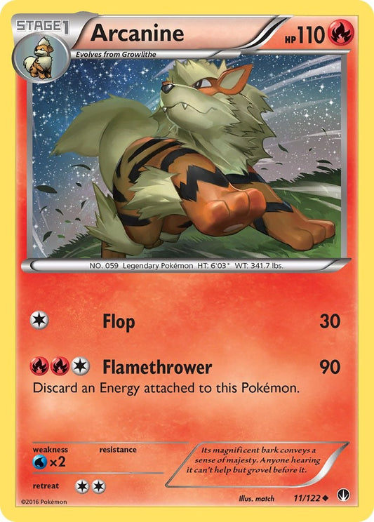 Arcanine 11/122 XY - BREAKpoint Uncommon Pokemon Normal Lightly Played English Trading Card