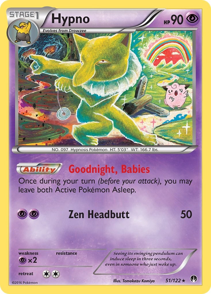 Hypno 51/122 XY - BREAKpoint Rare Pokemon Normal Lightly Played English Trading Card