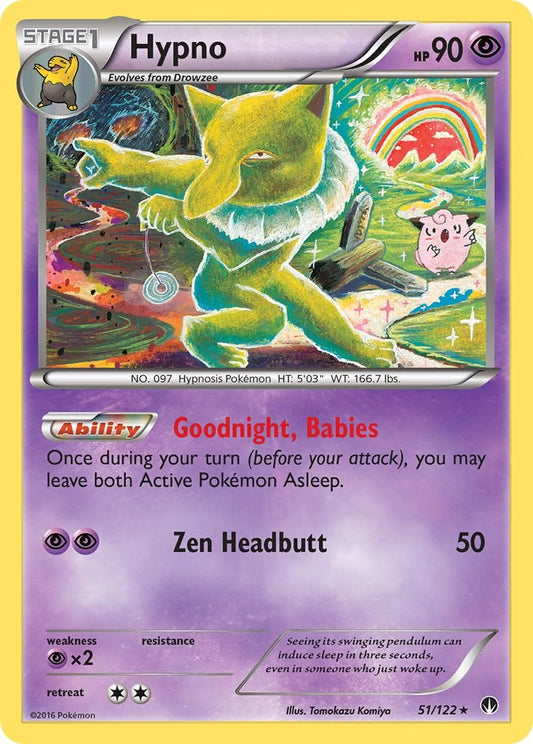 Hypno 51/122 XY - BREAKpoint Rare Pokemon Normal Lightly Played English Trading Card