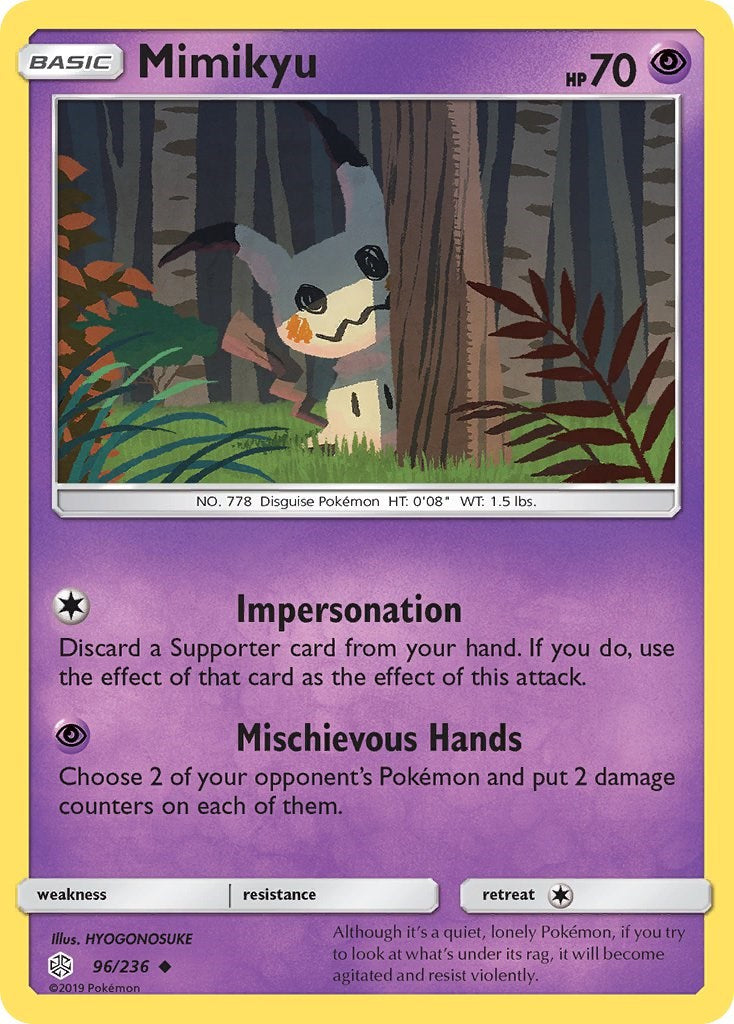 Mimikyu (96) 96/236 SM - Cosmic Eclipse Uncommon Pokemon Normal Lightly Played English Trading Card