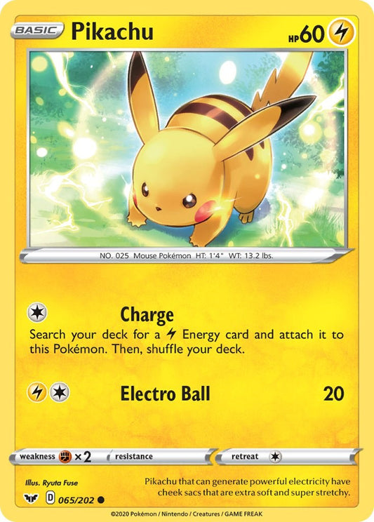 Pikachu 065/202 SWSH01: Sword & Shield Base Set Common Pokemon Normal Lightly Played English Trading Card
