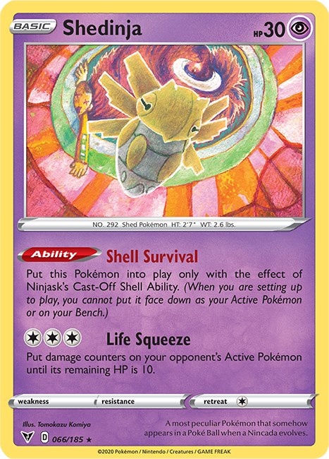 Shedinja 066/185 SWSH04: Vivid Voltage Rare Pokemon Normal Lightly Played English Trading Card
