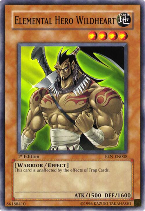 Elemental Hero Wildheart EEN-EN008 Elemental Energy Common / Short Print YuGiOh 1st Edition Moderately Played English Trading Card