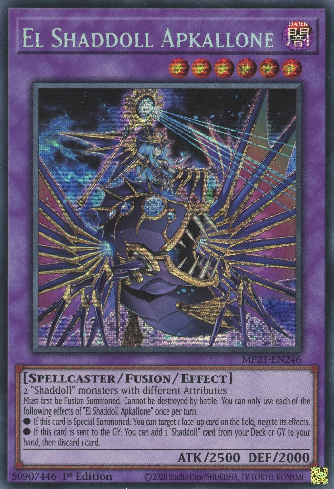 El Shaddoll Apkallone MP21-EN246 2021 Tin of Ancient Battles Prismatic Secret Rare YuGiOh 1st Edition Lightly Played English Trading Card