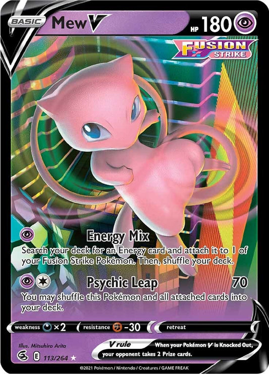 Mew V 113/264 SWSH08: Fusion Strike Ultra Rare Pokemon Holofoil Lightly Played English Trading Card