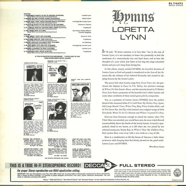 Loretta Lynn : Hymns (LP, Album, Glo)