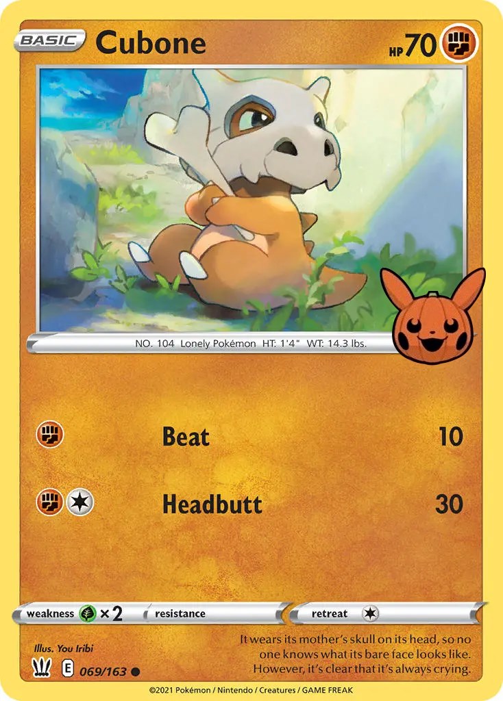 Cubone 069/163 Trick or Trade BOOster Bundle Promo Pokemon Normal Lightly Played English Trading Card