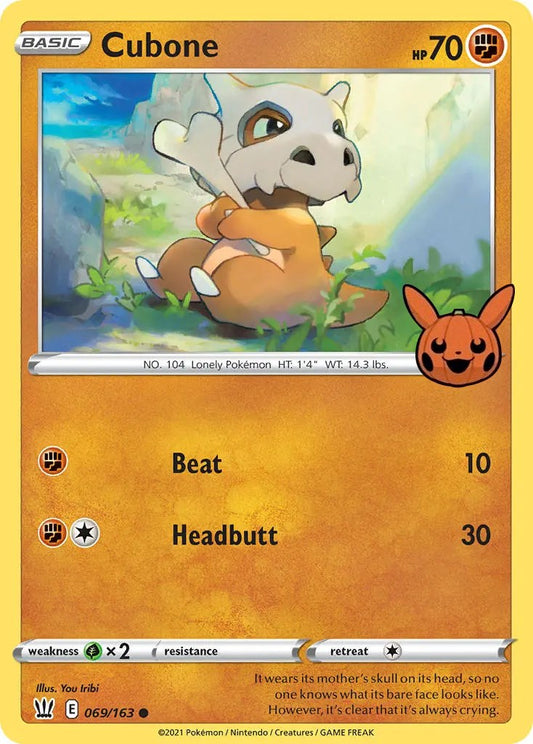 Cubone 069/163 Trick or Trade BOOster Bundle Promo Pokemon Normal Lightly Played English Trading Card