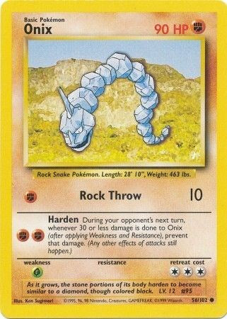 Onix 056/102 Base Set Common Pokemon Normal Moderately Played English Trading Card