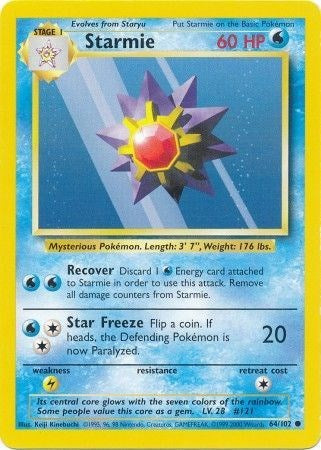 Starmie 064/102 Base Set Common Pokemon Normal Moderately Played English Trading Card