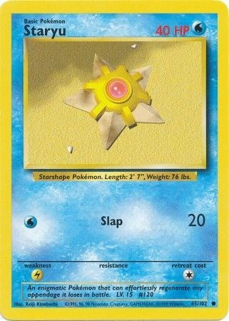 Staryu 065/102 Base Set Common Pokemon Normal Moderately Played English Trading Card