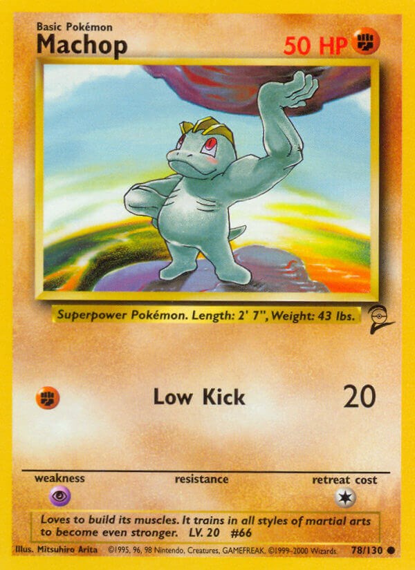 Machop 078/130 Base Set 2 Common Pokemon Normal Moderately Played English Trading Card