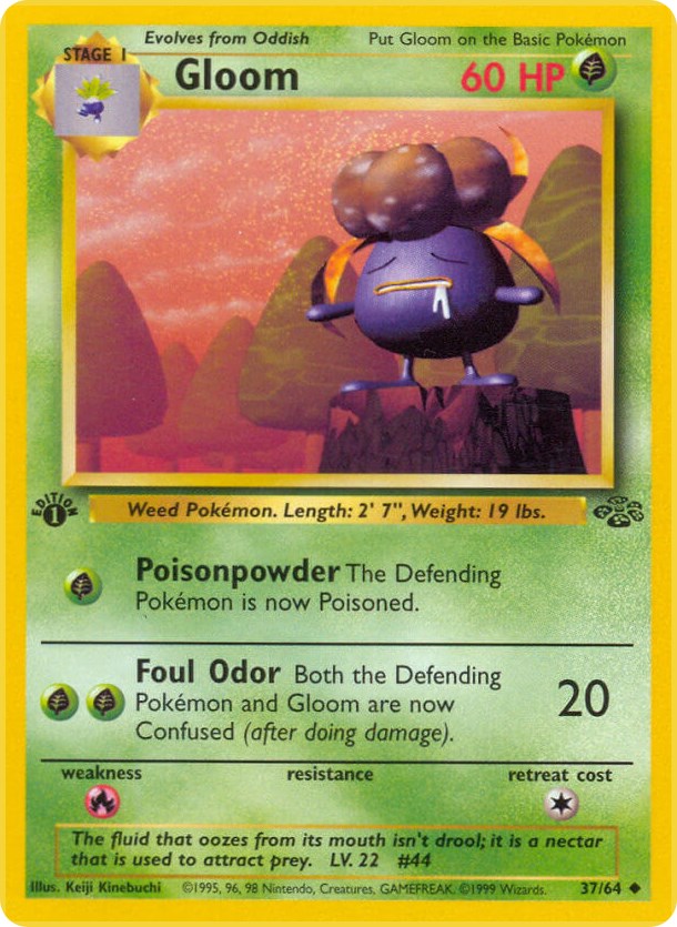 Gloom 37/64 Jungle Uncommon Pokemon Unlimited Moderately Played English Trading Card