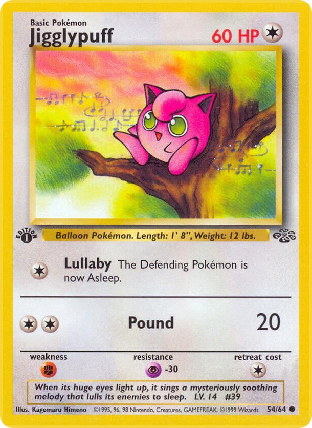 Jigglypuff 54/64 Jungle Common Pokemon Unlimited Moderately Played English Trading Card