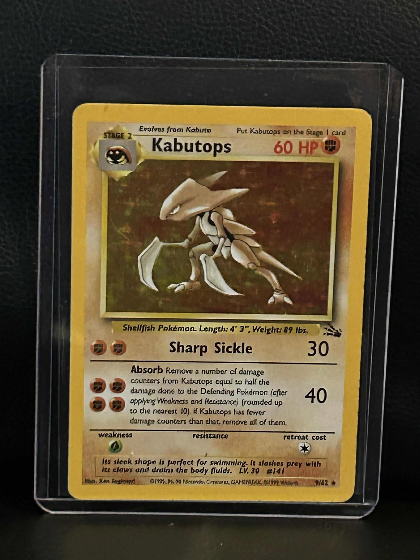 Kabutops - 9/62 - Holo Rare - Unlimited Edition - Fossil Pokemon