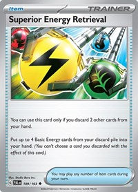 Superior Energy Retrieval - 189/193 189/193 SV02: Paldea Evolved Uncommon Pokemon Normal Lightly Played English Trading Card