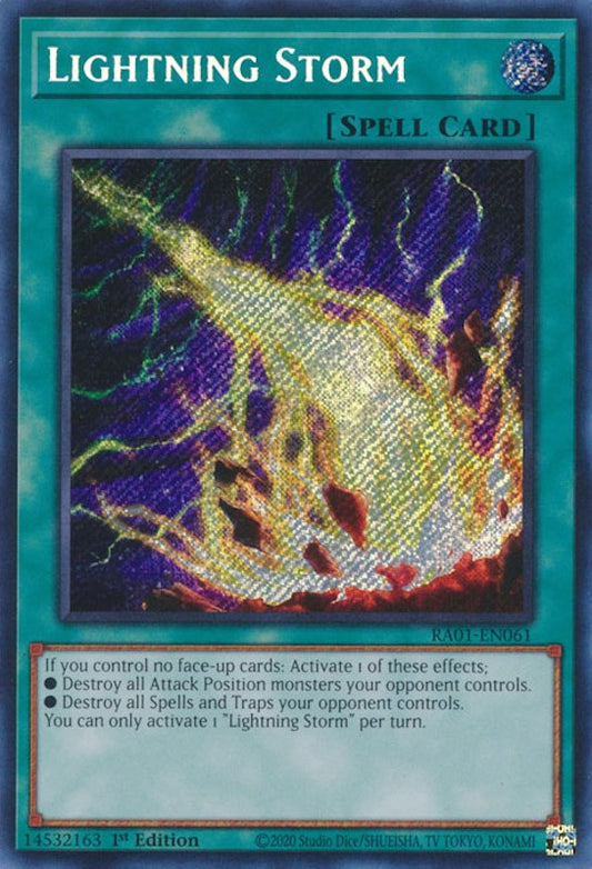 Lightning Storm (Secret Rare) RA01-EN061 25th Anniversary Rarity Collection Secret Rare YuGiOh 1st Edition Lightly Played English Trading Card