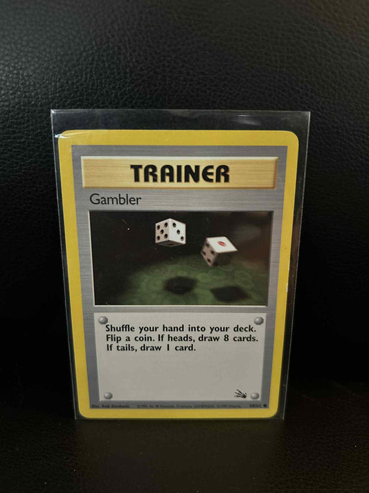 Gambler - 60/62 - Common - Unlimited Edition Fossil Pokemon Moderately Played, E