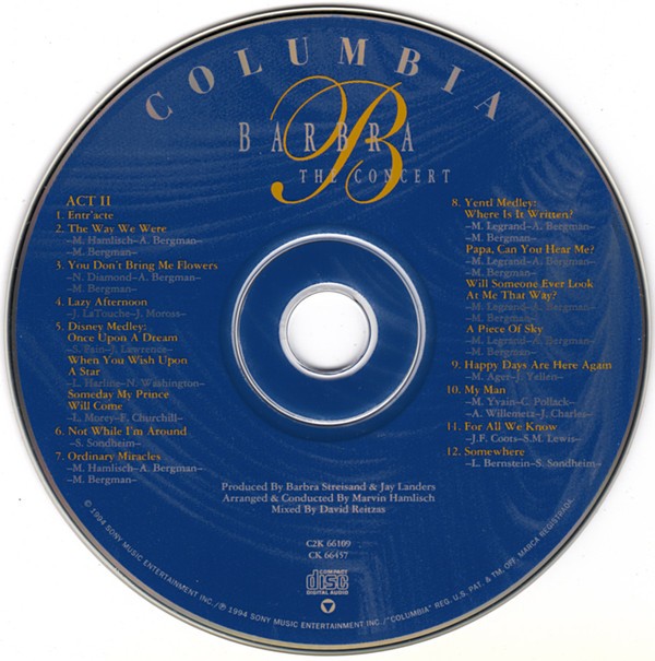 Barbra Streisand - The Concert (Live-Aufnahme aus dem Madison Square Garden New York) Sammelkarte