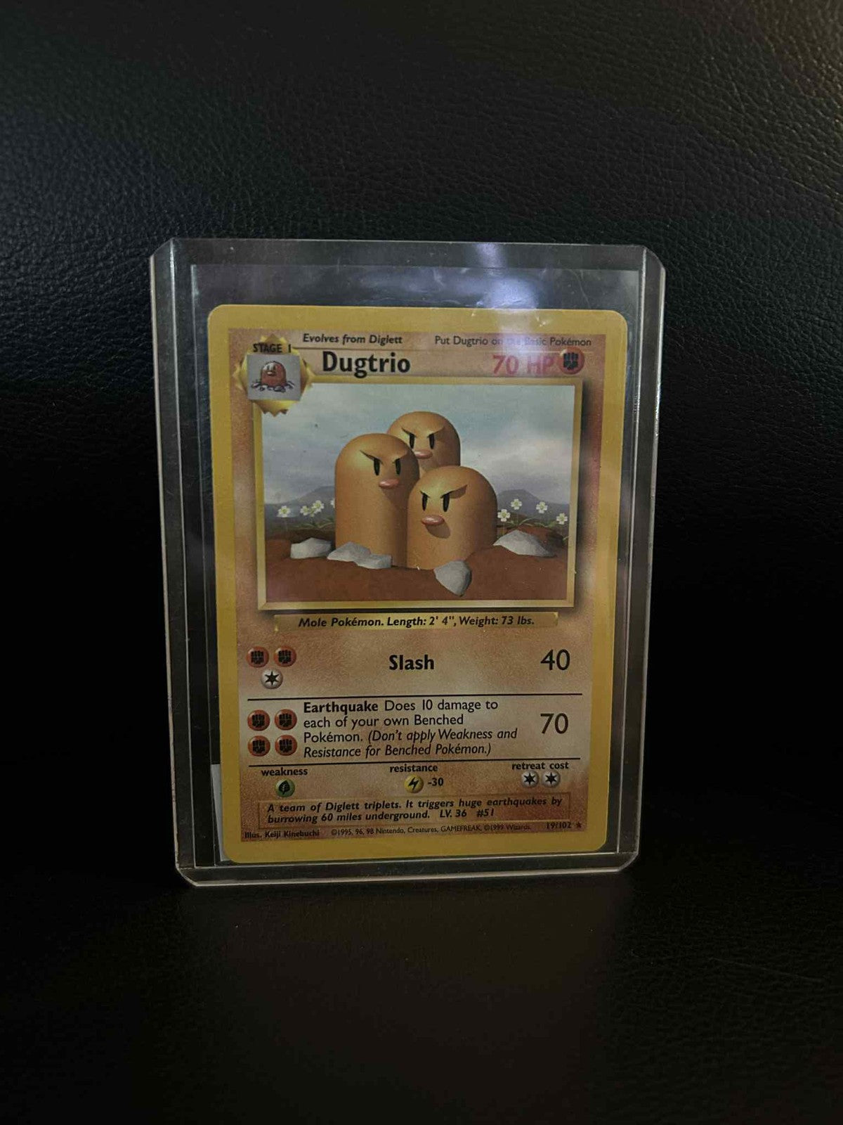 Dugtrio - 19/102 - Rare - Unlimited Edition Base Set Pokemon Moderately Played,