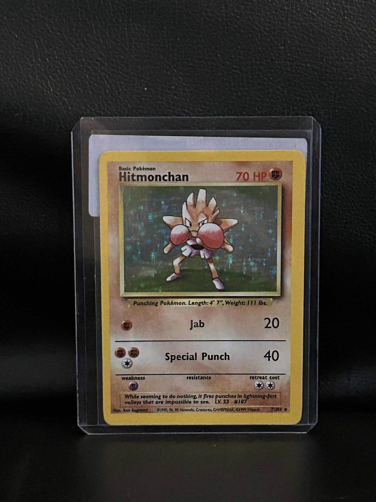 Hitmonchan - 7/102 - Holo Rare - Unlimited Edition Base Set Pokemon Moderately P