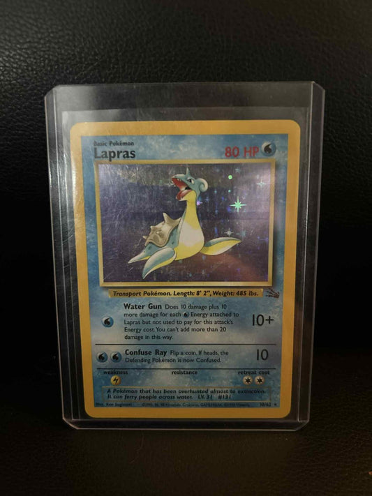 Lapras - 10/62 - Holo Rare - Unlimited Edition Fossil Pokemon Damaged, English