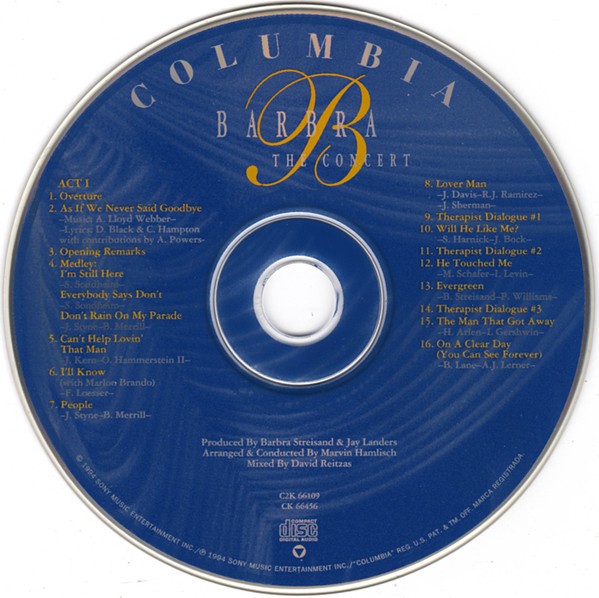 Barbra Streisand - The Concert (Live-Aufnahme aus dem Madison Square Garden New York) Sammelkarte